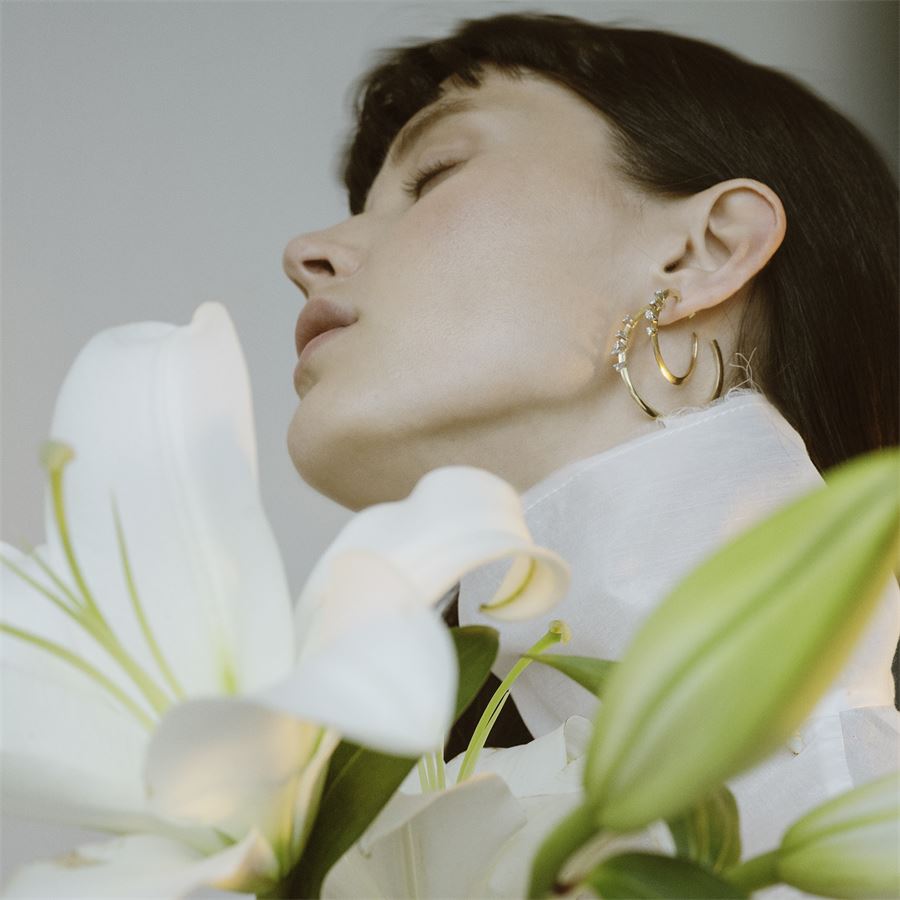 Yellow 'Balance' hoop earrings medium size  BALANCE | OR CERCHIO MEDIOAU18G CT.0,32